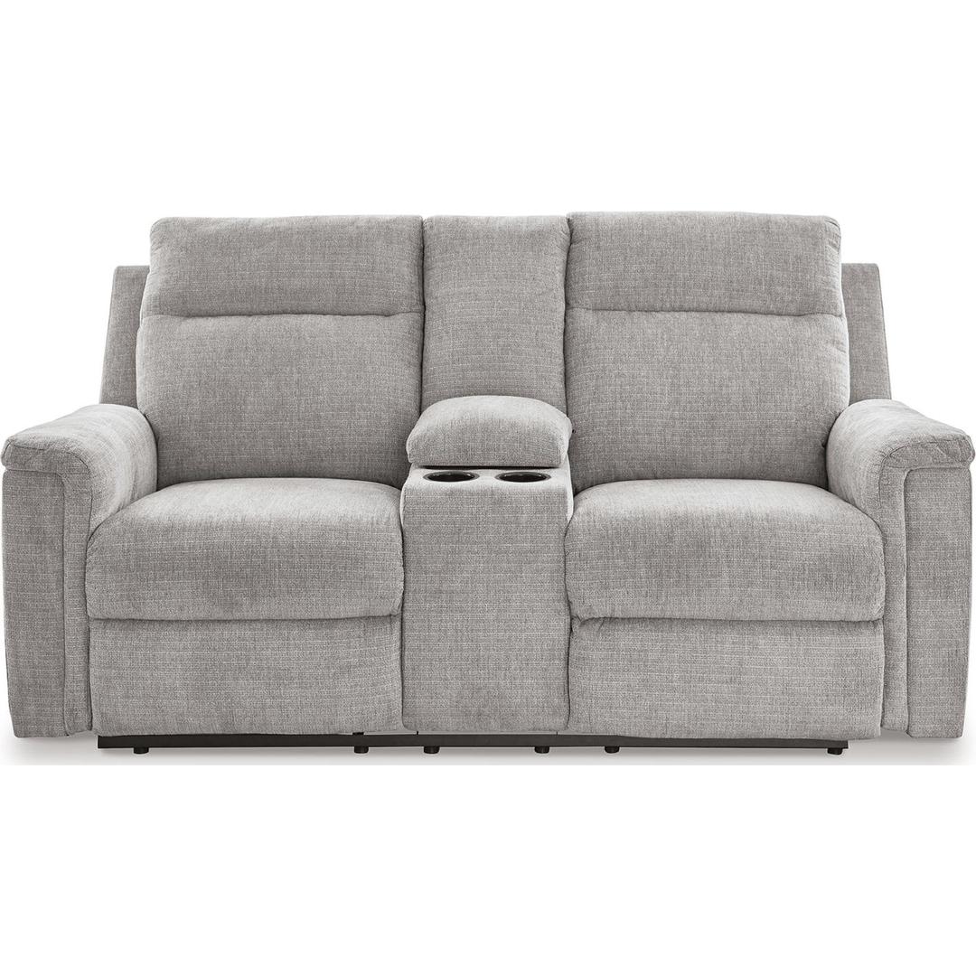 Barnsana Reclining Power Loveseat with Console - Ash - Gallery Image 1