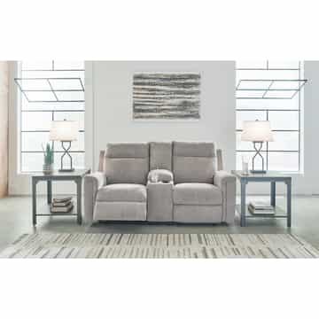 Barnsana Reclining Power Loveseat with Console - Ash - Gallery Image 5