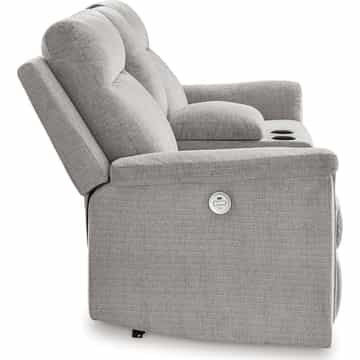 Barnsana Reclining Power Loveseat with Console - Ash - Gallery Image 2